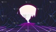 80年代复古未来主义太阳空间背景。3d插图