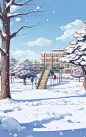 冬天雪地场景素材图片AI图
