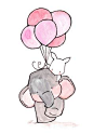 Elephant and Bunny holding Balloons