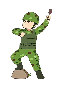卡通手绘迷彩服军人PNG