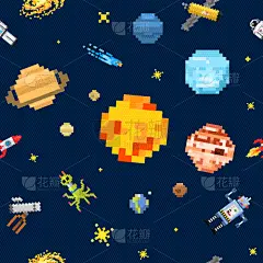 太空,外星人,宇航员,四方连续纹样,背景,分离着色,白色,创造力,计算机,几何形状
