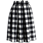 Chicwish Check and Pleats Belted Midi Skirt