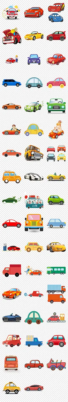 可爱卡通手绘红色黑色汽车海报素材背景图片PNG