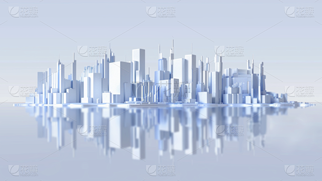 通用3D科技风天际城市背景素材