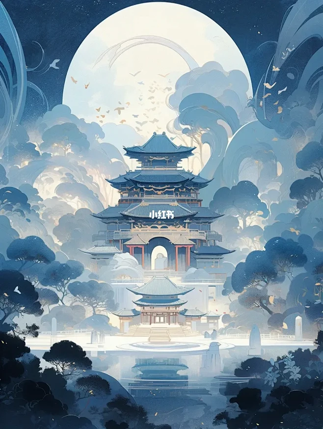 Ai古风插画|琼楼玉宇-花瓣网