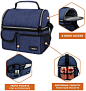 Amazon.com: OPUX Insulated Dual Compartment Lunch Bag for Men, Women | Double Deck Reusable Lunch Pail Cooler Bag with Shoulder Strap, Soft Leakproof Liner | Large Lunch Box Tote for Work, School (Navy): Home & Kitchen