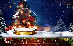 浪漫唯美爱心水晶球箱包礼品圣诞节海报背景_3020802252