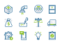 Home Energy Icon System line icons set earth renewable plants eco icons utility home energy