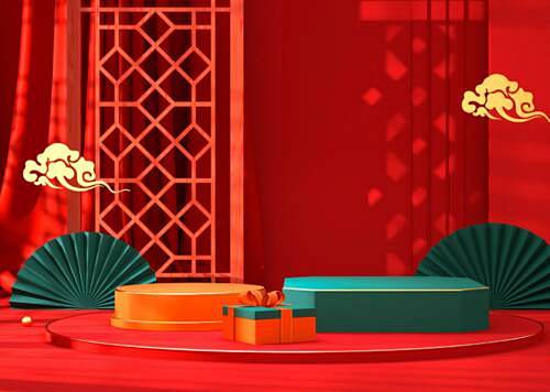 新年 新春 过年 国潮 中国风 背景 美...
