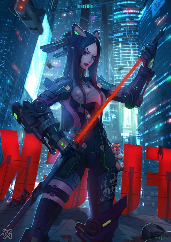 1654x2339动漫女孩cyberpunk战士s-赛博朋克素材枫叶ly同采自alpha