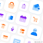 30个轻拟物伪3D毛玻璃风格矢量图标 30 Glassy Icons for UI Design