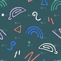 重复矢量图案与有趣的形状在深绿色的背景。简单的手绘壁纸设计。装饰酷流行时尚纺织品。