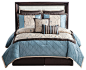 Alexandria 8-Piece Comforter Set, Blue, King contemporary-comforters-and-comforter-sets
