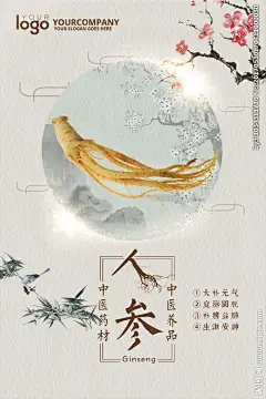 中医药材人参海报