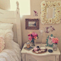 Loving the mirror and frame hung by the window and right above the bed-side table: 