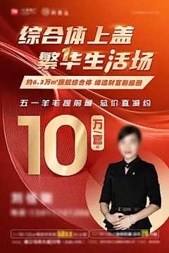 海报 房地产 人物 销售 销冠 综合体 繁华 代言 
