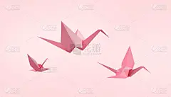 折叠的鸟纸和和平的粉彩背景- 3d渲染