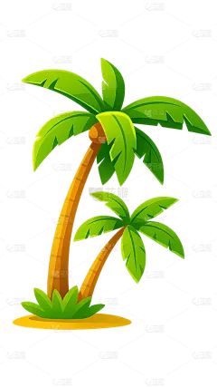 夏天扁平风椰树海浪元素