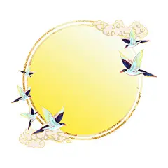 国潮七夕月亮七夕边框古风喜鹊祥云圆形框PNG素材
