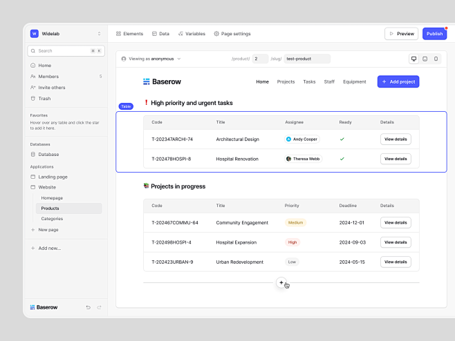 Baserow — Applicatio...