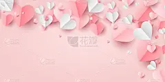 情人节心明信片。粉红色背景上的纸飞元素。矢量符号的爱在形状的心脏为快乐的妇女，母亲的，情人节，生日贺