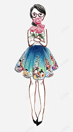 文艺花朵女孩 设计图片 免费下载 页面网页 平面电商 创意素材