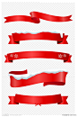 圣诞节红色丝带飘带活动标签标题框免扣元素素材