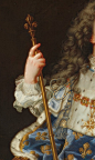 Louis XV de France, enfant (Louis XV of France as a child). Detail
Description: Portrait of Louis XV of France as a five-year-old King in the French coronation robes.
Date: 1715-09
Hyacinthe Rigaud (1659–1743)
