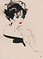 英国插画师David Downton时装女模肖像速写3 - 老泥鳅素描论坛 http://www.laoniqiu.com #素描#