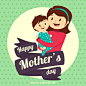Hand drawn lovely mother with her baby card Premium Vector