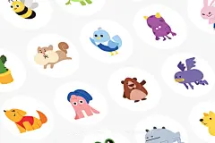 创意手绘可爱小动物拟人吉祥物剪切画插图矢量设计素材下载_颜格视觉