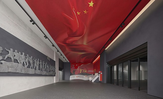 现代西安某党建展厅效果图欣赏_【知末效果...