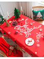 圣诞节主题桌布装饰棉麻布艺茶几防水防油免洗餐桌布长方形茶台布-tmall.com天猫