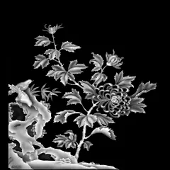 K150精雕图浮雕灰度图雕刻四季花图库