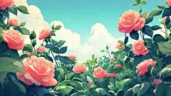 月季插画插画花丛大气高清模板免费下载-趣麦麦图