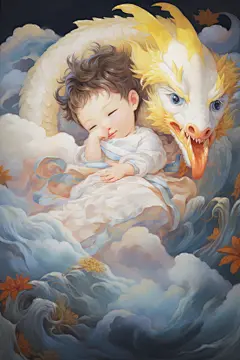 中国传统生肖中国风龙年生肖宝宝人物插画