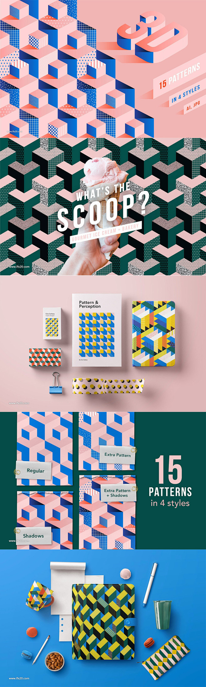 3D立体几何图案背景纹理 3D Patt...