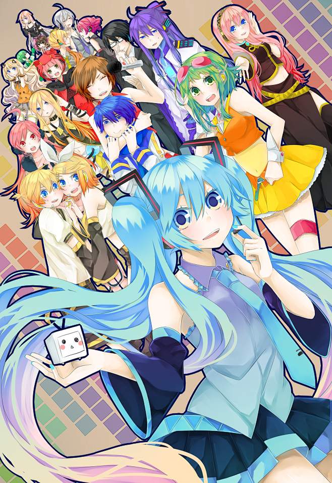 V＋（可放大） #初音miku# #镜音双子Rin＆Len# #巡音Luka# #起音Meiko# #始音Kaito# #Gumi# # ...