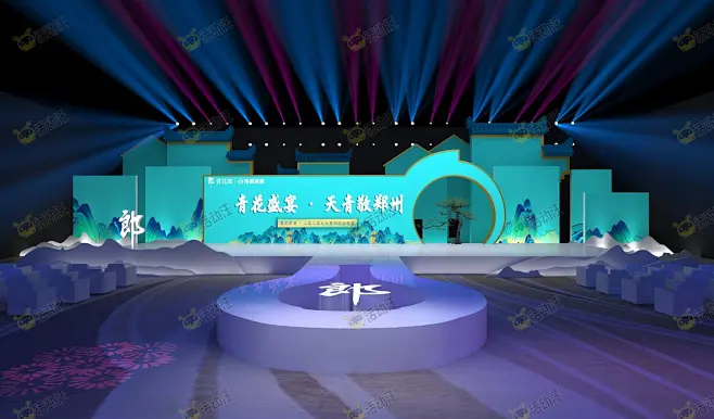 慈善晚宴活动舞台舞美3d效果图-花瓣网