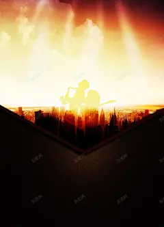 公寓海报背景模板 海报 素材 背景 萨克斯人物剪影 酒店 背景 设计图片 免费下载 页面网页 平面电商 创意素材