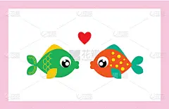 情人节婚礼贺卡与鱼夫妇向量