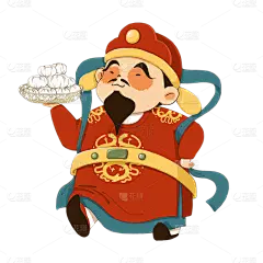 中国风小年财神爷元素贴纸