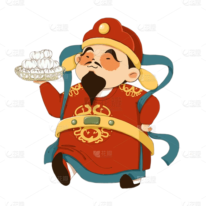 中国风小年财神爷元素贴纸