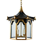 Pagoda Lantern in Custom F&B Railings w/ Gold Gilt Trim: 