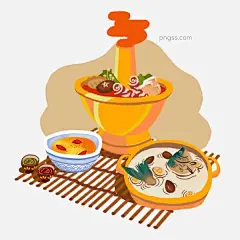 原创手绘风插画食物美食羊肉火锅设计元素图片大小6000x6000px 图片尺寸9.87 MB 来自PNG搜索网 pngss.com 免费免扣png素材下载！板绘#插画#肥羊#枸杞汤#海鲜汤#火锅#酱料#芥末酱#辣椒酱#美食#设计#食物#手绘风#