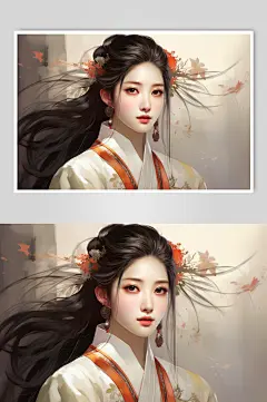 AI数字艺术新中式中国风美女人物插画-众图网