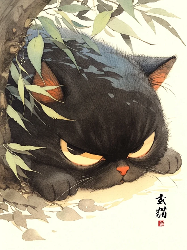 插画｜玄猫-花瓣网