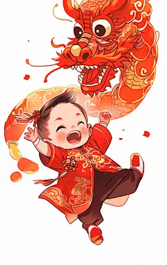 简约可爱卡通龙宝宝素材图AI图
