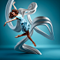 MOTION IN AIR : This series of images freezes a moment of time in each dancer's aerial maneuver, and turns their movements into static sculptures that represents their motion and style. Original shots were stock photography and stylized to fit within the