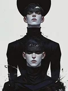 双生子 黑白色系 黑白色壁纸 人工智能 midjourney